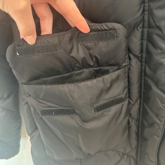 The North Face black longline diamond quilted hooded puffer parka coat jacket S - Picture 3 of 7